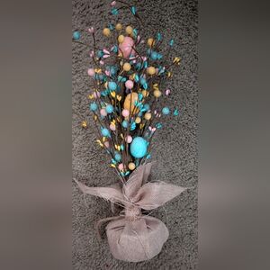 Glitzhome Easter Eggs Table Tree with Burlap Base